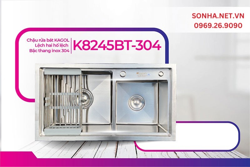 Chậu Kagol K8245BT-304 thiết kế hiện đại, tối ưu sử dụng