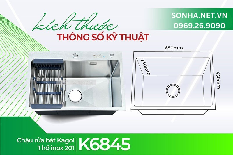 Chậu Kagol K6845 inox 201 ph&ugrave; hợp với 8Kbet888 cá cược thể thao &iacute;t người