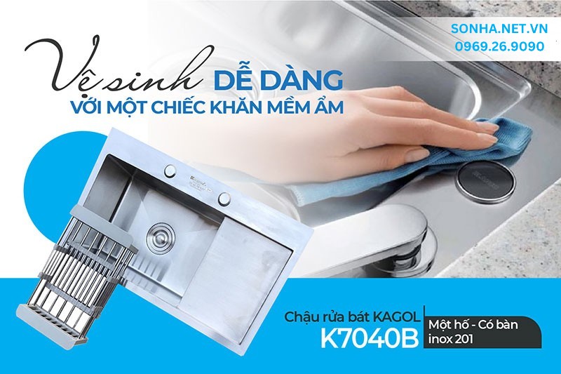 Chậu Kagol K7040B dễ d&agrave;ng vệ sinh, tiết kiệm thời gian hiệu quả