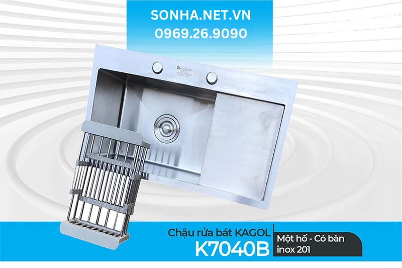 Chậu rửa b&aacute;t Kagol K7040B đơn giản, tiện nghi