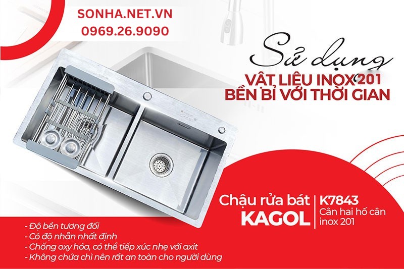 4 ưu điểm của chậu Kagol K7843 C&acirc;n từ inox 201