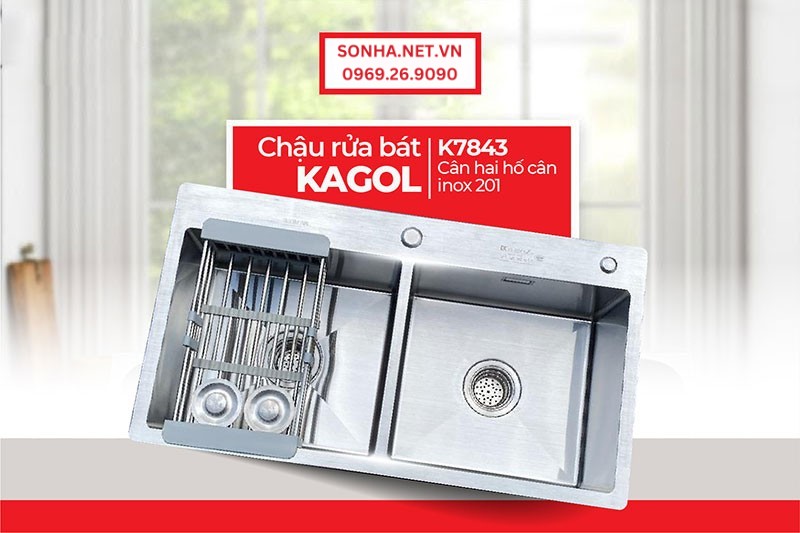 Chậu rửa b&aacute;t Kagol K7843 c&acirc;n hiện đại, tiện &iacute;ch sử dụng