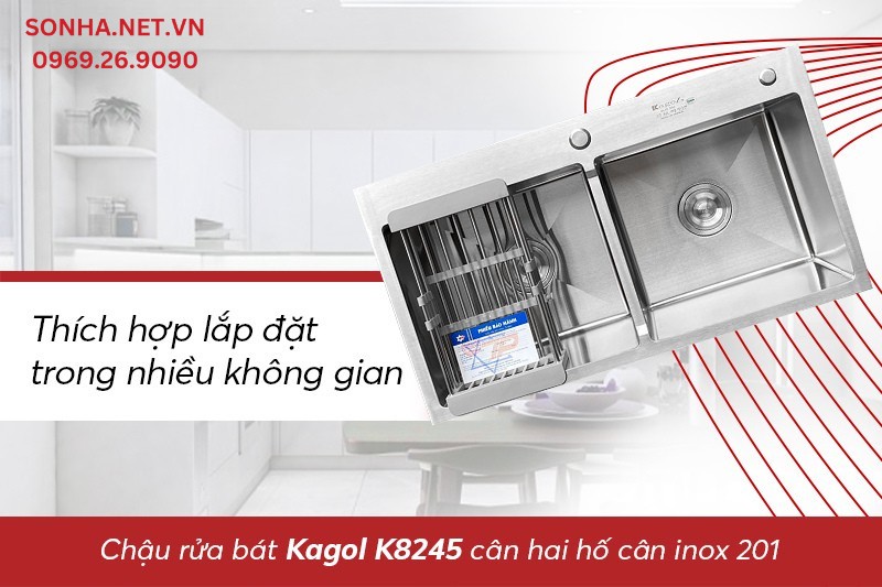 Chậu K8245 c&acirc;n lắp đặt nhiều kh&ocirc;ng gian bếp kh&aacute;c nhau nhờ t&ocirc;ng m&agrave;u trang nh&atilde;