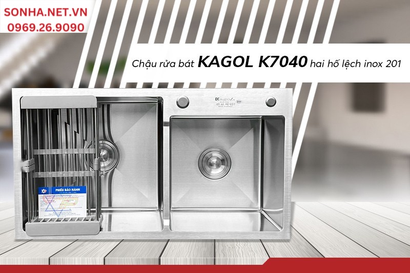 Kagol K7040 lệch inox 201 gi&aacute; hợp l&yacute;, c&ocirc;ng năng tiện &iacute;ch, độ bền cao