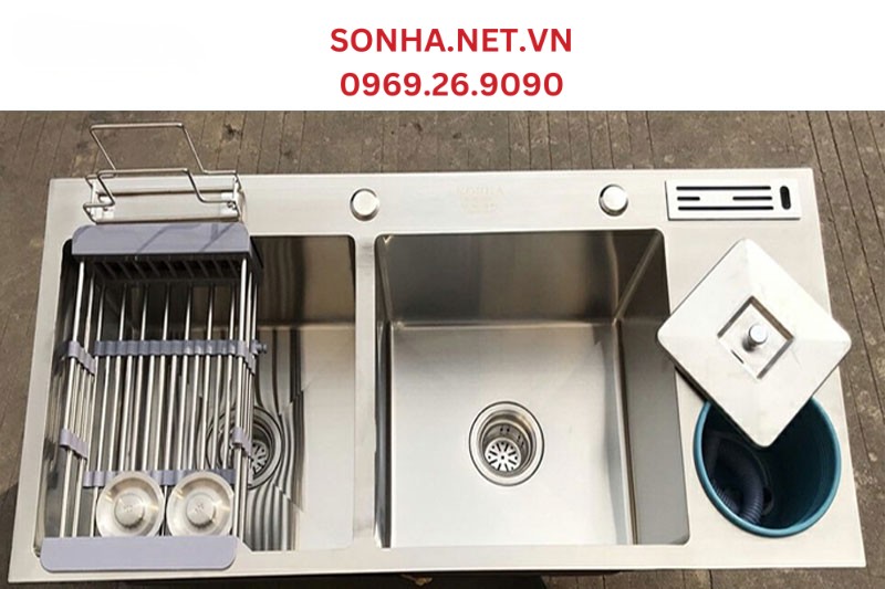 H&igrave;nh ảnh thực tế bồn rửa ch&eacute;n inox Kagol K10045-RD 304