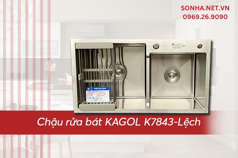 Kagol K7843 lệch inox 201 thuộc d&ograve;ng chậu gi&aacute; rẻ đi k&egrave;m chất lượng đảm bảo