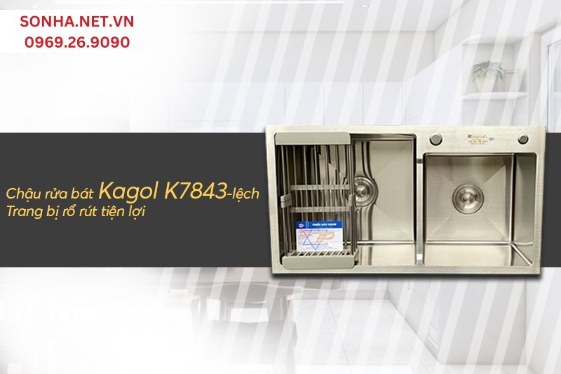 Mua chậu K7843-lệch inox 201 tặng k&egrave;m rổ r&uacute;t tiện lợi 