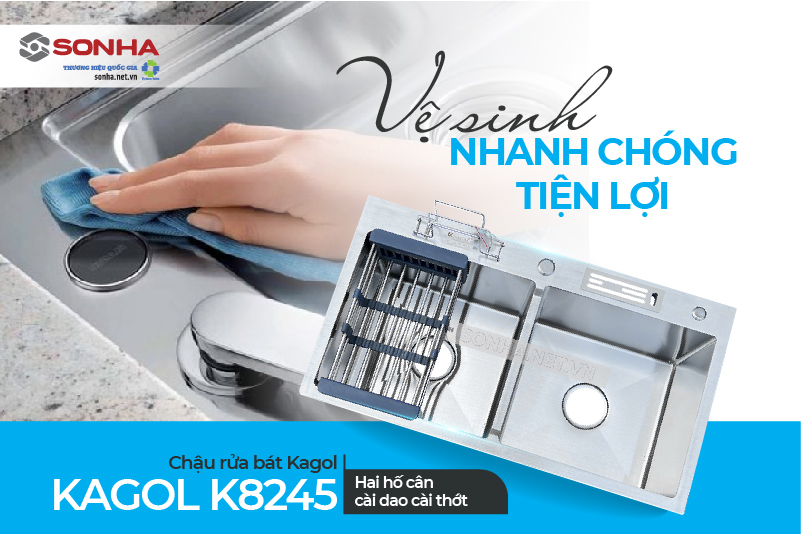Chậu rửa Kagol K8245 C&acirc;n CD dễ d&agrave;ng vệ sinh