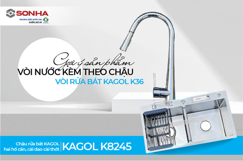 Chậu Kagol K8245 C&acirc;n CD v&agrave; v&ograve;i K36