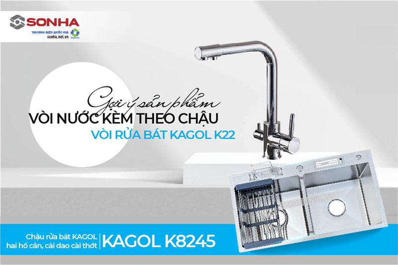 Chậu Kagol K8245 C&acirc;n CD v&agrave; v&ograve;i Kagol K22