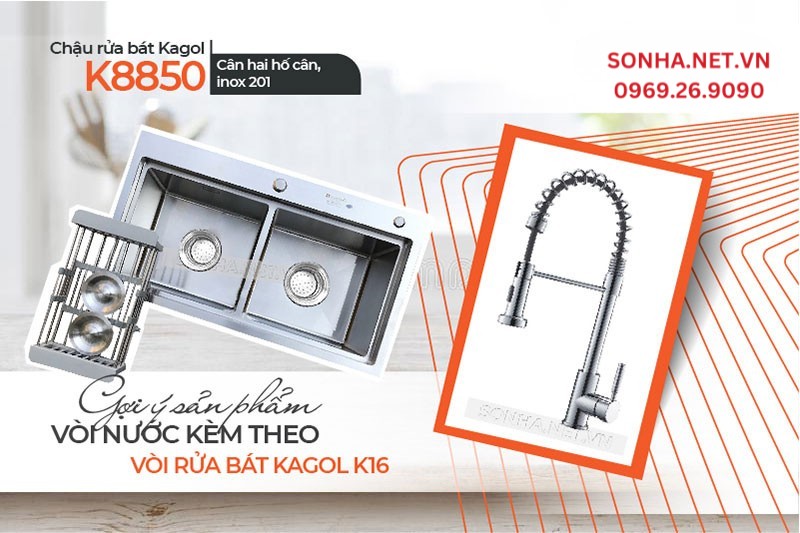 Gợi &yacute; tuyệt hảo chậu Kagol K8850 v&agrave; v&ograve;i Kagol K16