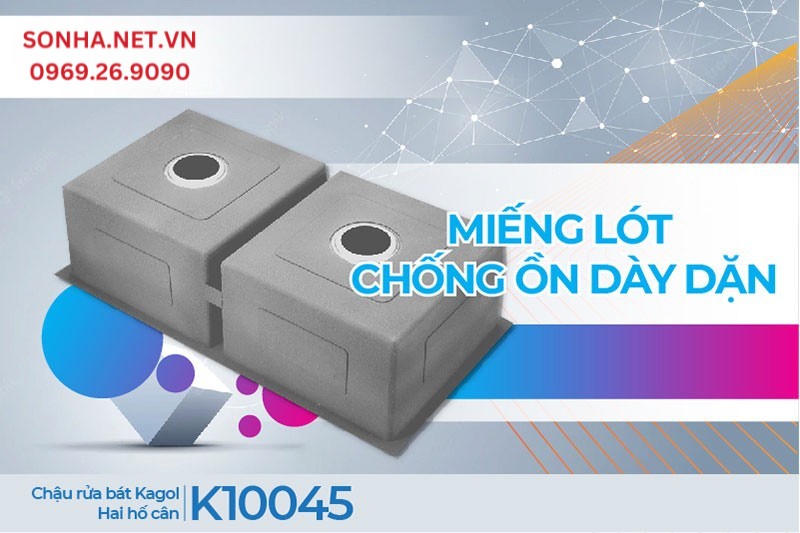 D&ugrave;ng Kagol K10045 giảm tiếng ồn hiệu quả nhờ miếng l&oacute;t dưới đ&aacute;y chậu