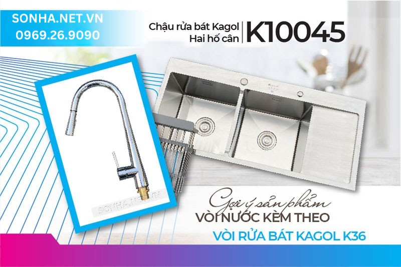 Tiện lợi sử dụng chậu Kagol K10045 c&ugrave;ng v&ograve;i Kagol K36