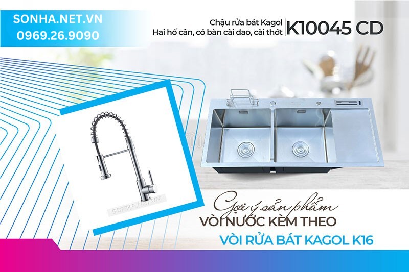 Lựa chọn tuyệt hảo lắp chậu Kagol K10045-CD v&agrave; v&ograve;i K16