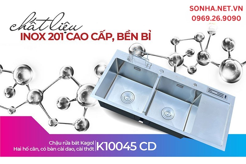  Chậu Kagol K10045-CD l&agrave;m từ inox 201 
