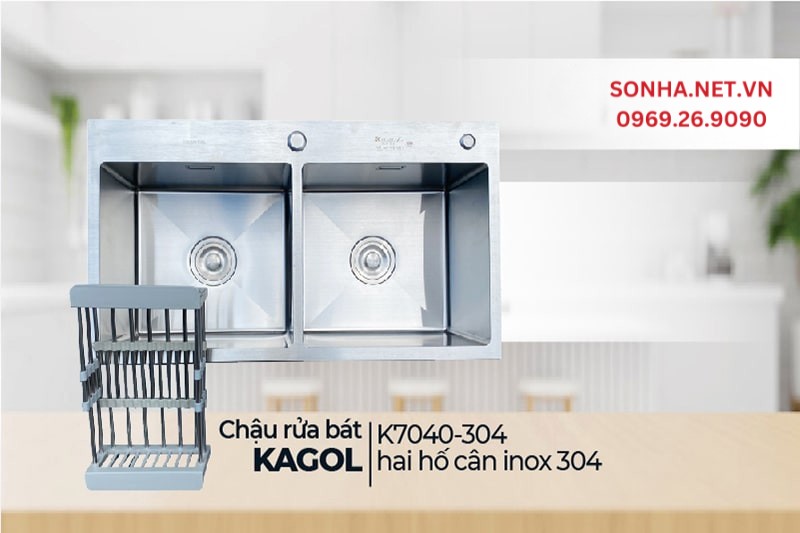  Chậu rửa Kagol K7040-304 hai hố c&acirc;n b&aacute;n chạy nhờ nhiều ưu điểm vượt trội