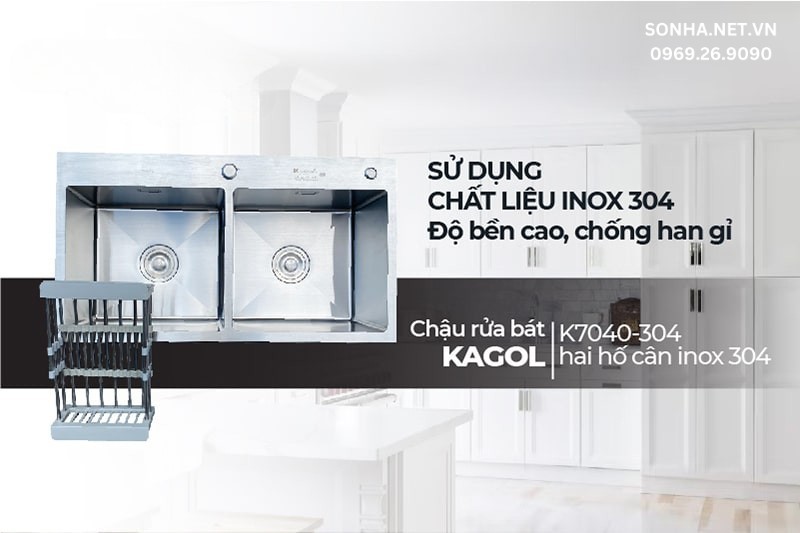 Chậu Kagol K7040-304 được ưa chuộng nhờ chất liệu inox 304 cao cấp