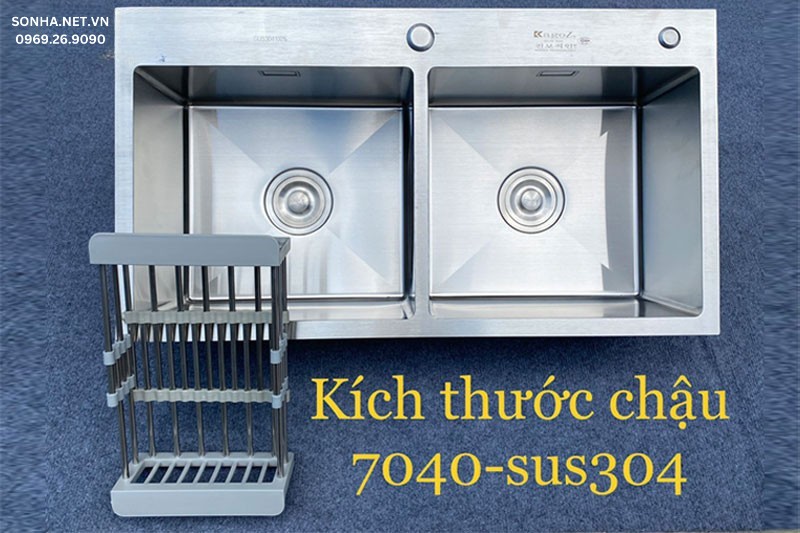 H&igrave;nh ảnh thực tế chậu rửa b&aacute;t Kagol K7040-304 c&acirc;n 