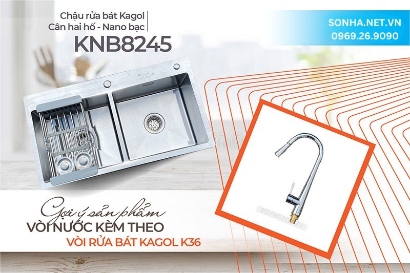 Chậu Kagol KNB8245 ho&agrave;n hảo lắp c&ugrave;ng v&ograve;i K36