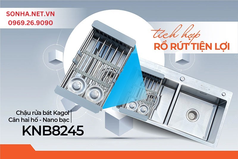 Khi mua chậu Kagol KNB8245 tặng k&egrave;m rổ r&uacute;t tiện lợi