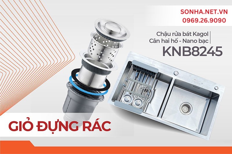 K&iacute;ch thước giỏ lọc r&aacute;c Kagol KNB8245 vừa phải ngăn r&aacute;c hiệu quả