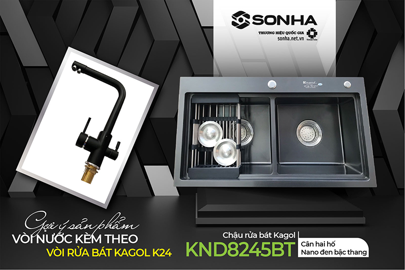 V&ograve;i rửa b&aacute;t Kagol K24 đi k&egrave;m chậu Kagol KND8245BT