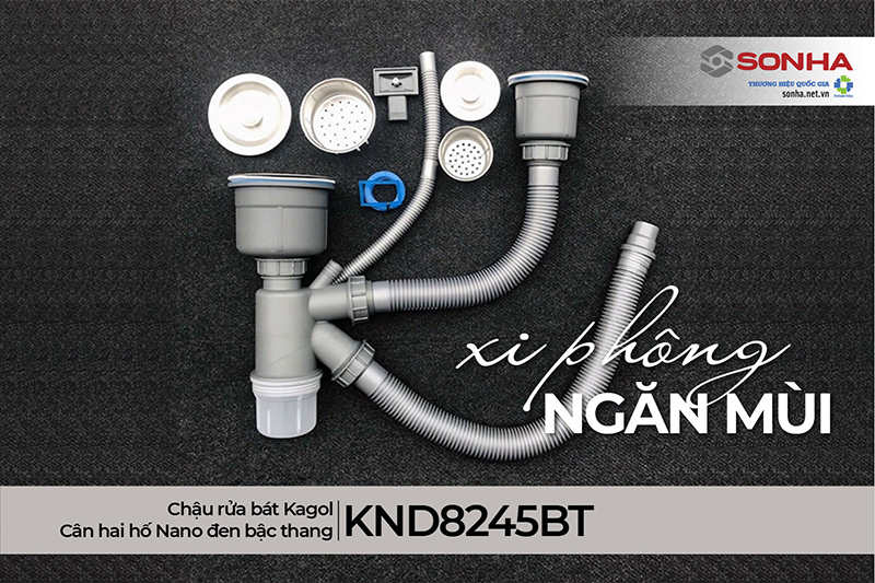 Xi ph&ocirc;ng chậu Kagol KND8245BT hai hố c&acirc;n bậc thang