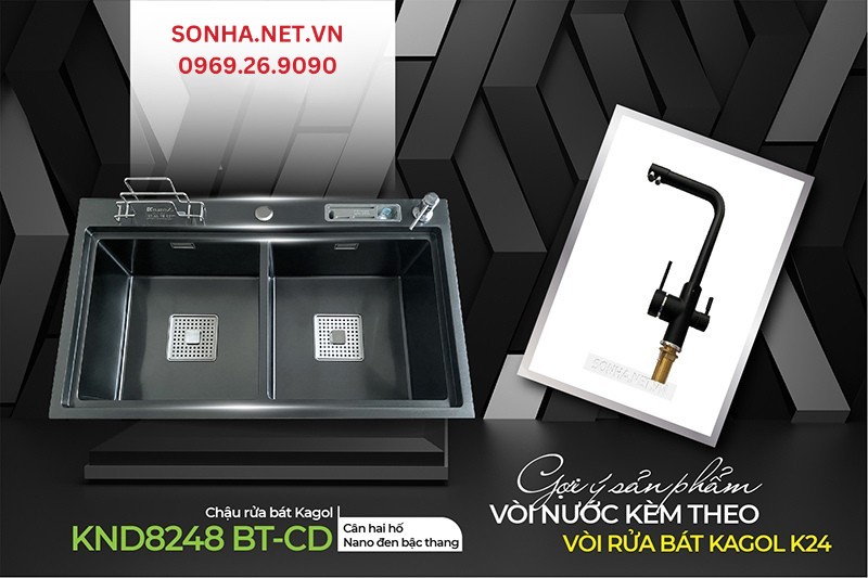 Chậu Kagol KND8248 BT-CD đi k&egrave;m v&ograve;i K24 