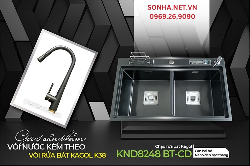 Bộ đ&ocirc;i Kagol KND8248 BT-CD v&agrave; K38 lắp đặt nhiều trong căn bếp hiện đại