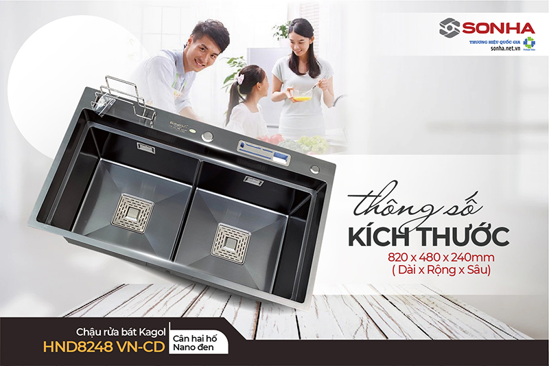 K&iacute;ch thước chậu Kagol HND8248 VN-CD