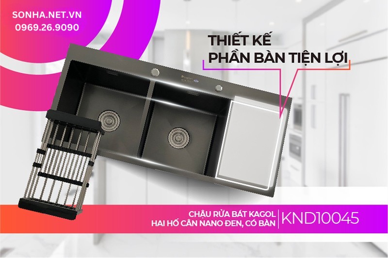 Chậu Kagol KND10045 c&acirc;n nano đen c&oacute; b&agrave;n thiết kế hiện đại, tối ưu c&ocirc;ng năng sử dụng