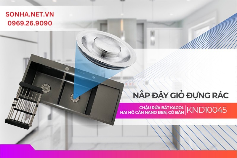 Nắp đậy giỏ đựng r&aacute;c KND10045 được thiết kế k&iacute;n, hạn chế r&ograve; rỉ nước hiệu quả