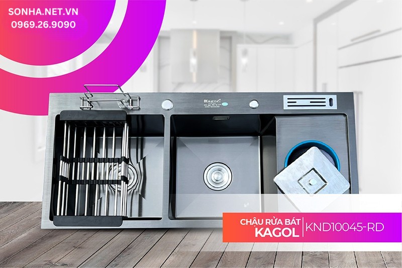 Chậu Kagol KND10045-RD tiện &iacute;ch 5 trong 1, c&ocirc;ng nghệ nano kh&aacute;ng khuẩn