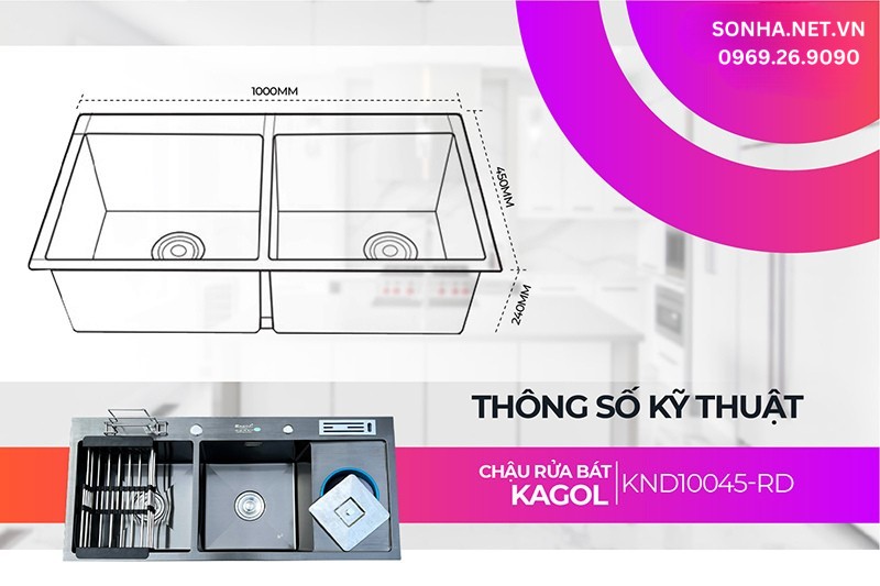 K&iacute;ch thước Kagol KND10045-RD rộng r&atilde;i, đ&aacute;p ứng nhu cầu sử dụng nhiều