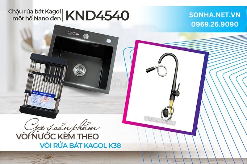 Bộ đ&ocirc;i chậu v&ograve;i Kagol kết hợp ho&agrave;n hảo KND4540 v&agrave; K38
