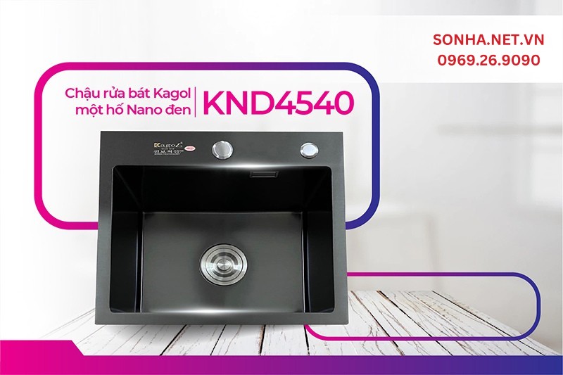 Chậu rửa b&aacute;t Kagol KND4540 một hố nano đen thiết kế nhỏ gọn, tiện &iacute;ch sử dụng