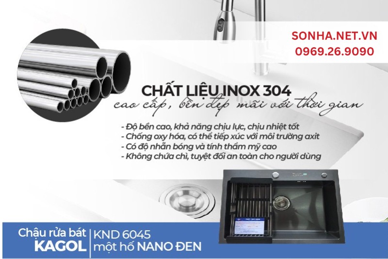 Chậu Kagol KND6045 l&agrave;m từ inox 304 n&ecirc;n rất được ưa chuộng hiện nay