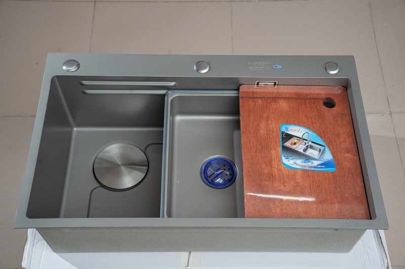 Hình ảnh thực t&ecirc;́ Chậu Rửa B&aacute;t KAGOL KNB7546 Một Hố Nano Bạc