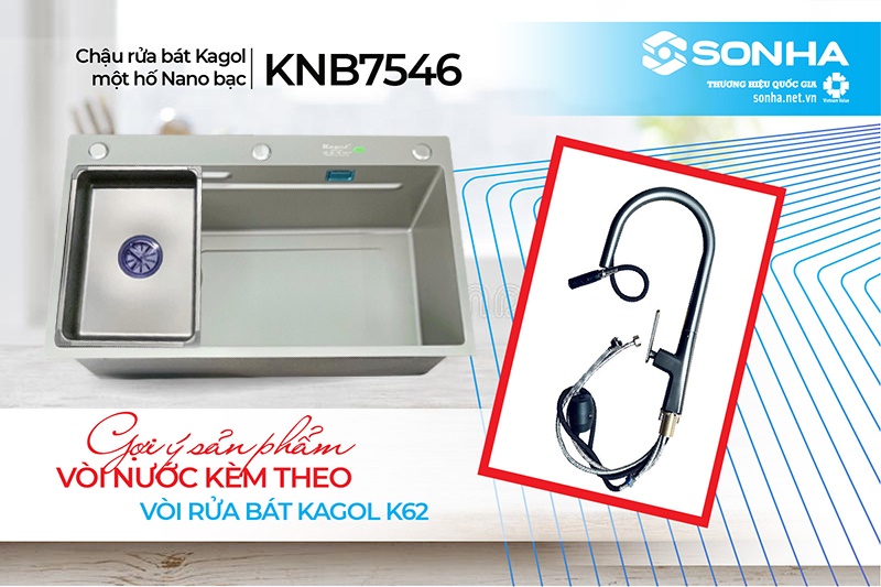 V&ograve;i Kagol K62 kết hợp với chậu Kagol KNB7546 tiện &iacute;ch khi sử dụng