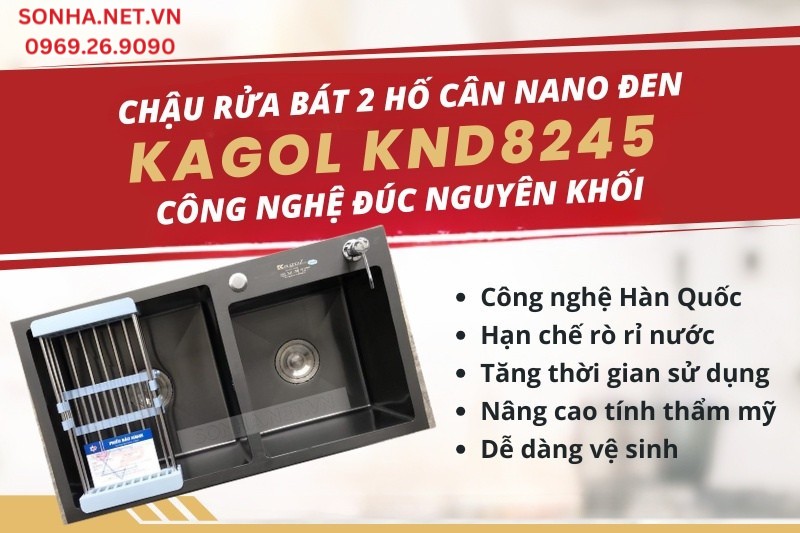 C&ocirc;ng nghệ đ&uacute;c nguy&ecirc;n khối hiện đại của chậu rửa b&aacute;t Kagol KND8245 2 hố c&acirc;n