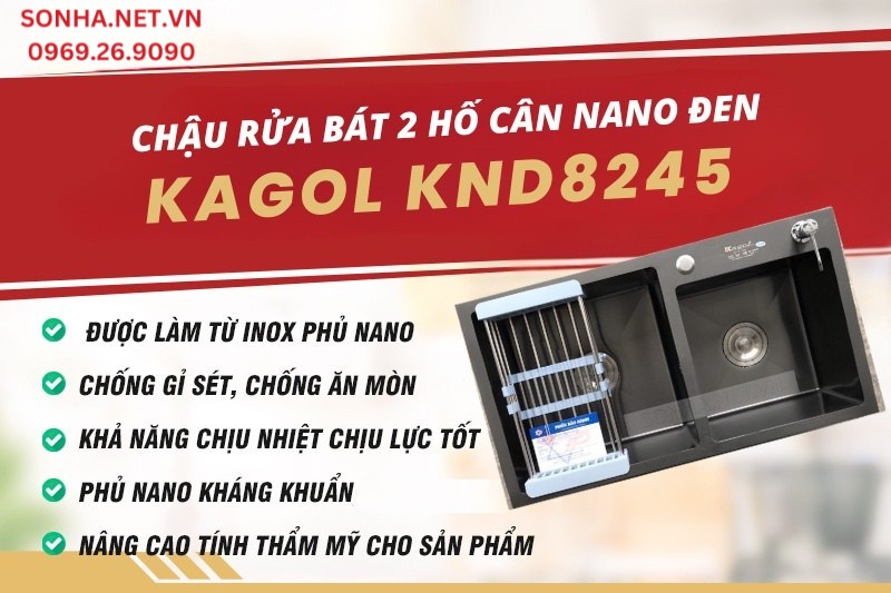Ưu điểm về chất liệu của chậu rửa b&aacute;t 2 hố c&acirc;n Kagol KND8245 nano đen