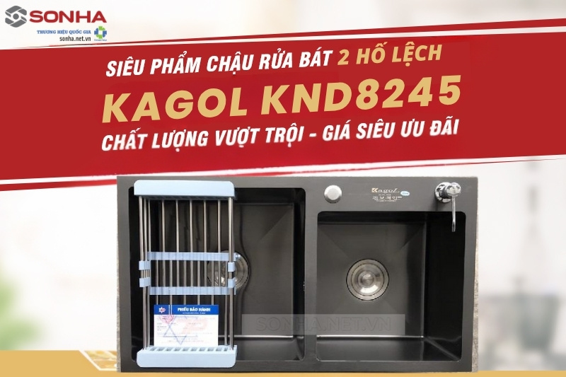 Chậu rửa b&aacute;t Kagol KND8245 2 hố lệch được ưa chuộng sử dụng phổ biến hiện nay