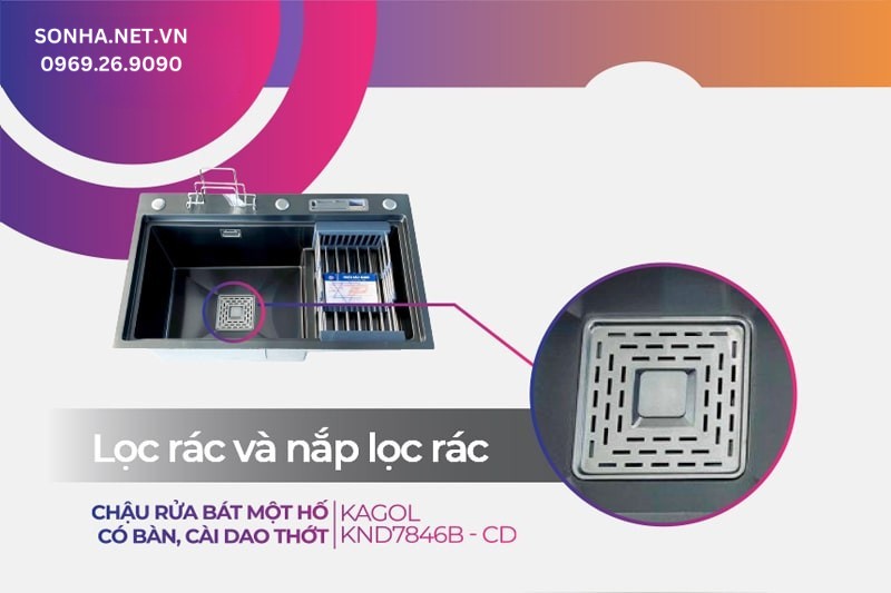 Lọc r&aacute;c chậu Kagol KND7846B-CD thiết kế tinh tế n&ecirc;n c&oacute; thể lọc được r&aacute;c d&ugrave; nhỏ nhất 