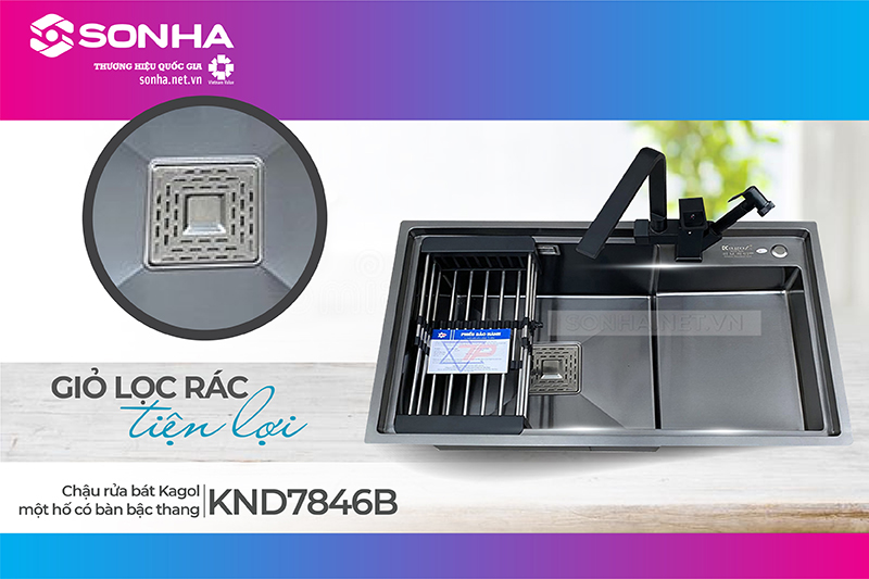 Đ&aacute;y chậu rửa b&aacute;t Kagol KND7846B