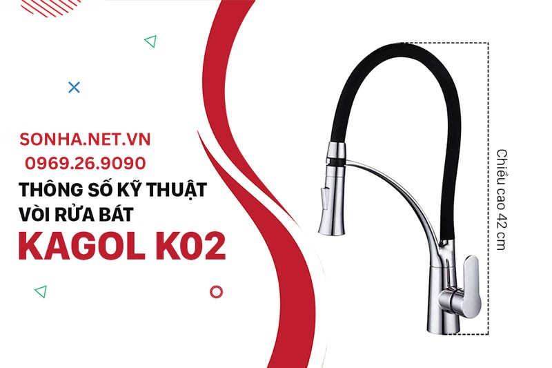 Chiều cao v&ograve;i rửa b&aacute;t Kagol K02