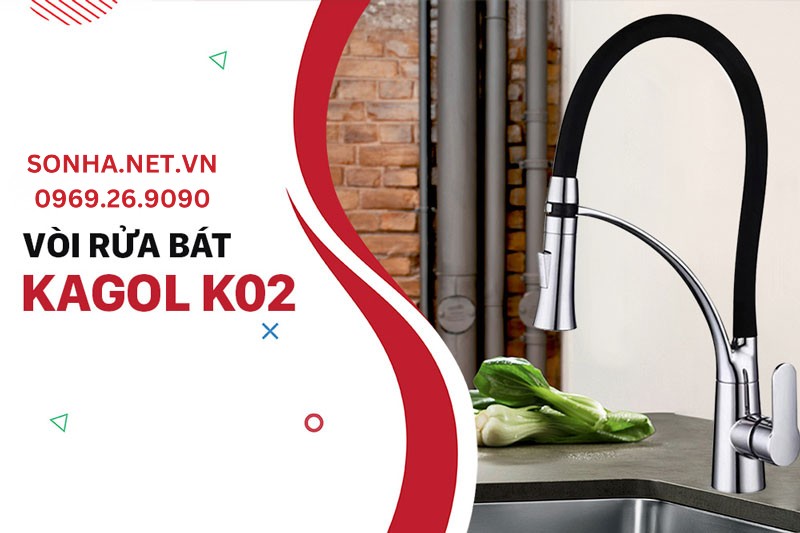 V&ograve;i rửa b&aacute;t n&oacute;ng lạnh Kagol K02 thiết kế linh hoạt, tiện &iacute;ch sử dụng