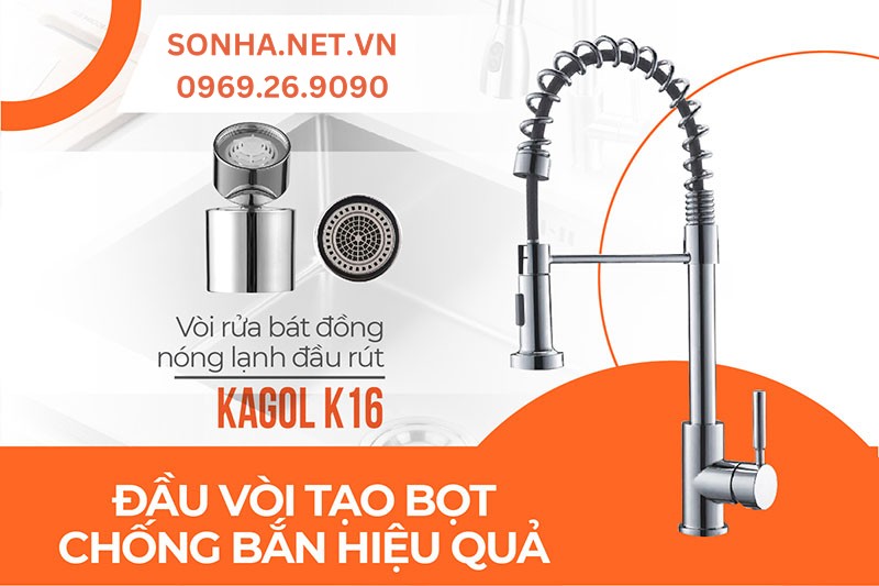 Đầu v&ograve;i rửa b&aacute;t Kagol K16 tạo bọt tiết kiệm nước hiệu quả