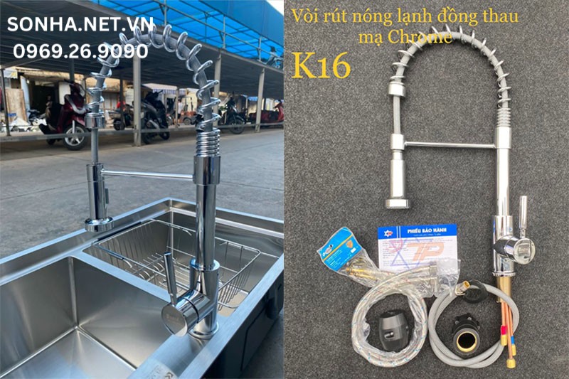 H&igrave;nh ảnh thực tế v&ograve;i nước bồn rửa ch&eacute;n Kagol K16