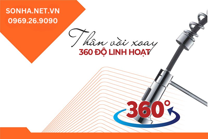 Th&acirc;n v&ograve;i rửa ch&eacute;n Kagol K16 xoay 360 độ linh hoạt