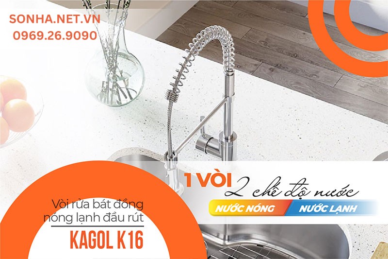 Kagol K16 với 2 chế độ nước đ&aacute;p ứng tối đa nhu cầu người d&ugrave;ng